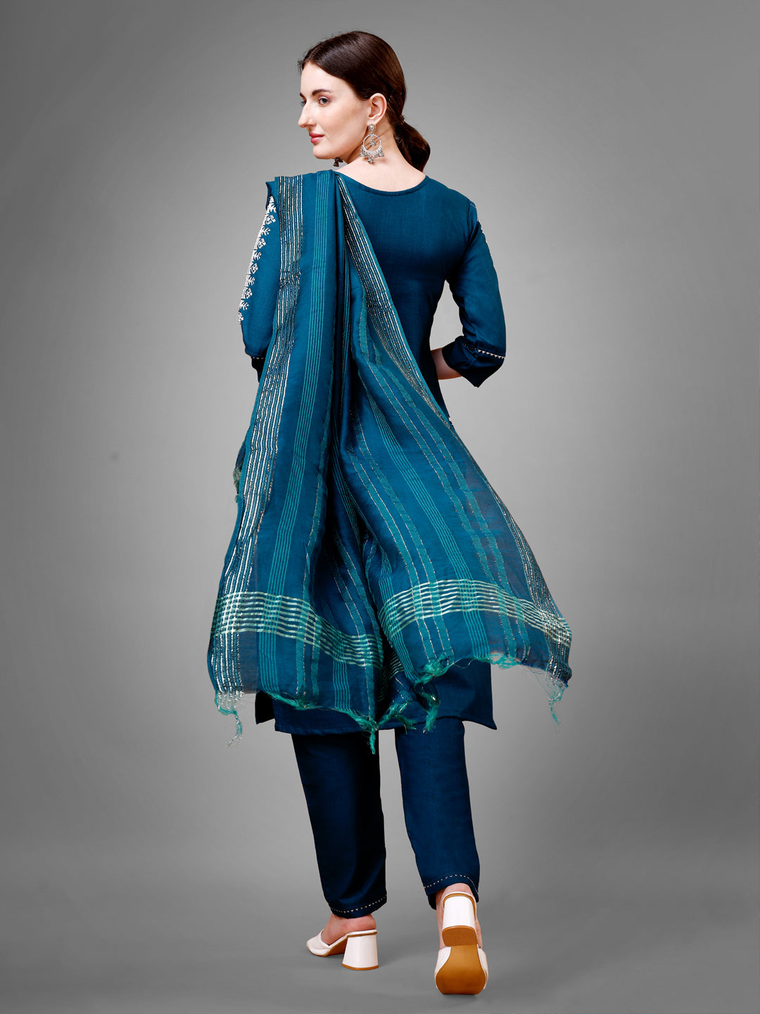 Women's Cotton Blend Kurti Pant Dupatta Set
