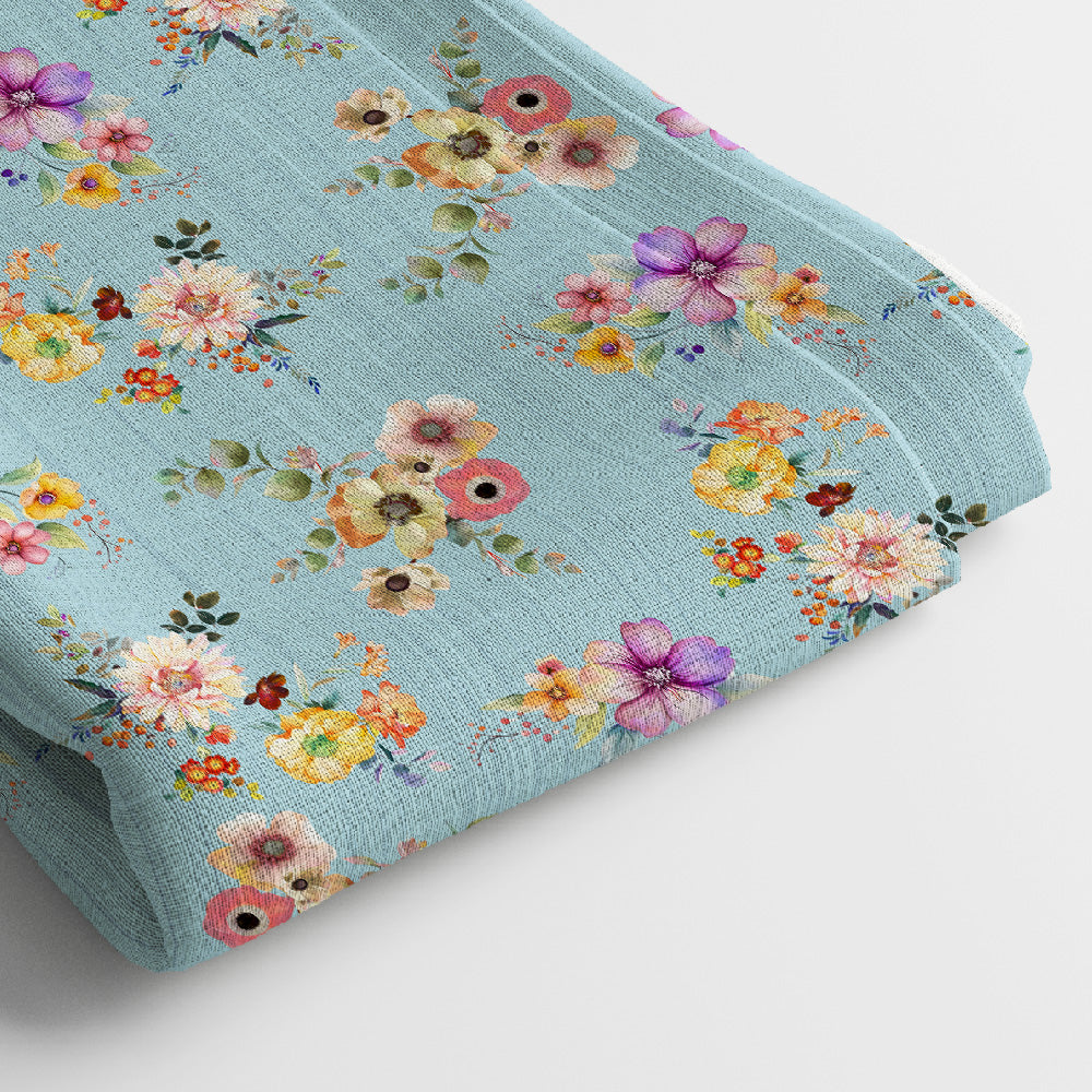 Kota Doria Digital Print Fabric | 5 Meter, 44" Width, Unstitched