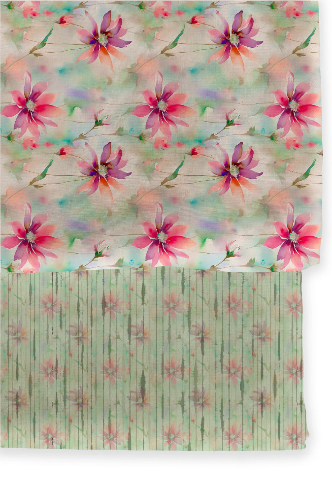 Poly Cotton Top Bottom Digital Printed Set - 2.5 mtr Top With 2.5 mtr Bottom
