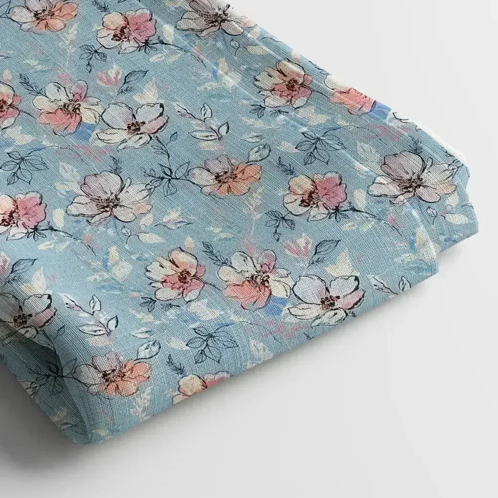 Linen Digital Print Fabric | 44 Inches, Unstitched - Arihant Creations