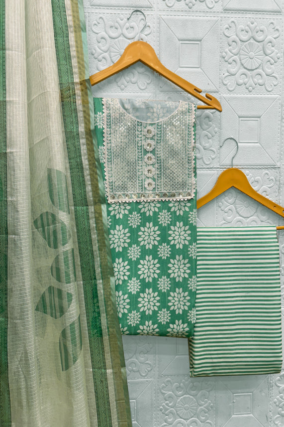 Cotton Embroidered Unstitched Dress Material