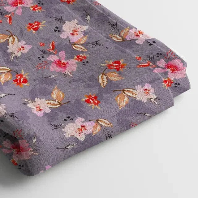 Muslin Digital Printed Fabric | Poly Blend, 44 Width, Unstitched, Soft, Lightweight - Arihant Creations