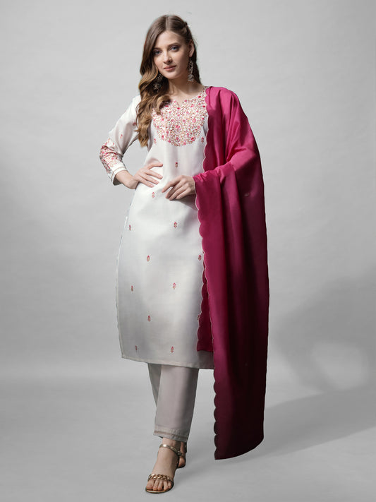 Women's Rayon Kurti Pant Dupatta Set