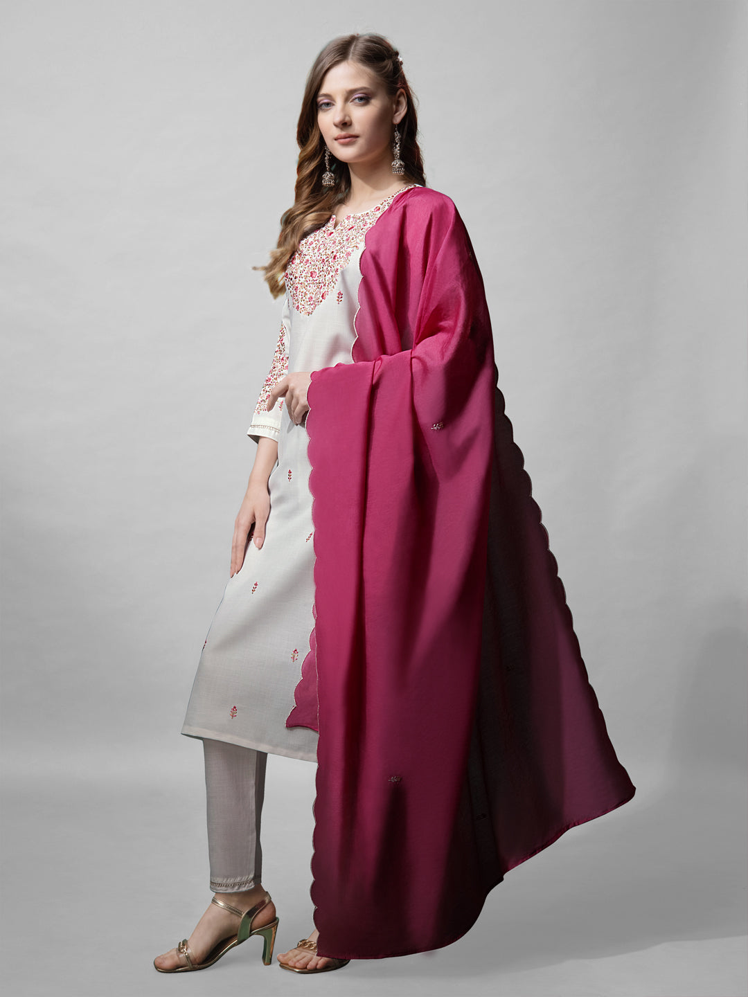 Women's Rayon Kurti Pant Dupatta Set