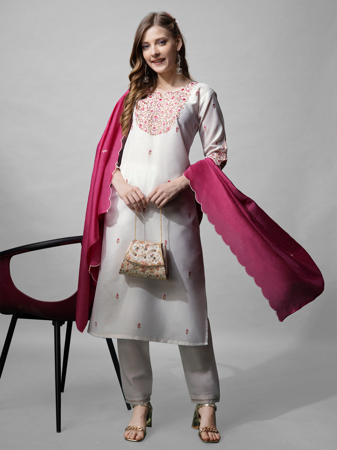 Women's Rayon Kurti Pant Dupatta Set