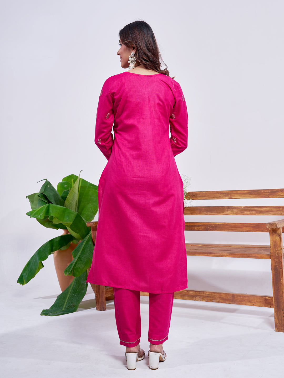 Women's Rayon Embroidered Kurti Pant Dupatta Set