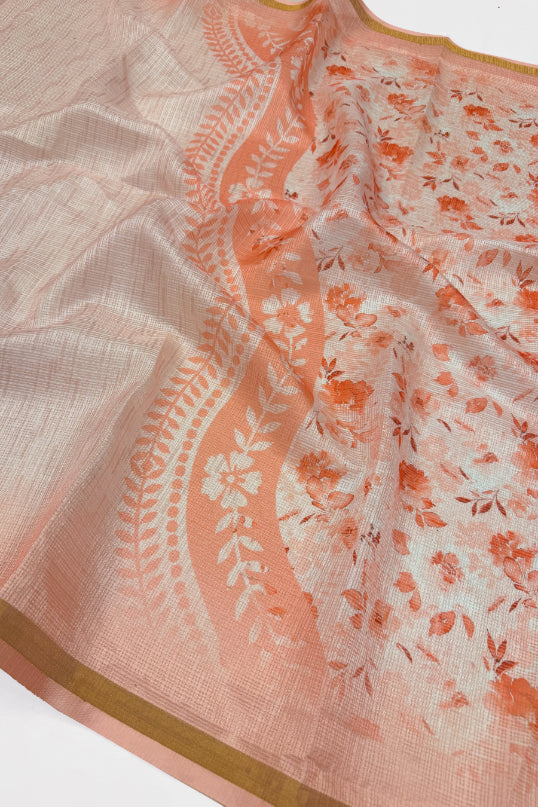 Cotton Blend Printed Suit Set with Kota Doria Dupatta for Women’s Unstitched (Top 2.5m | Bottom 2.5m | Dupatta 2.25m)