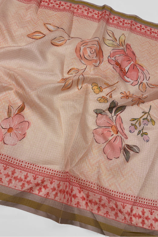 Cotton Blend Printed Suit Set with Kota Doria Dupatta for Women’s Unstitched (Top 2.5m | Bottom 2.5m | Dupatta 2.25m)