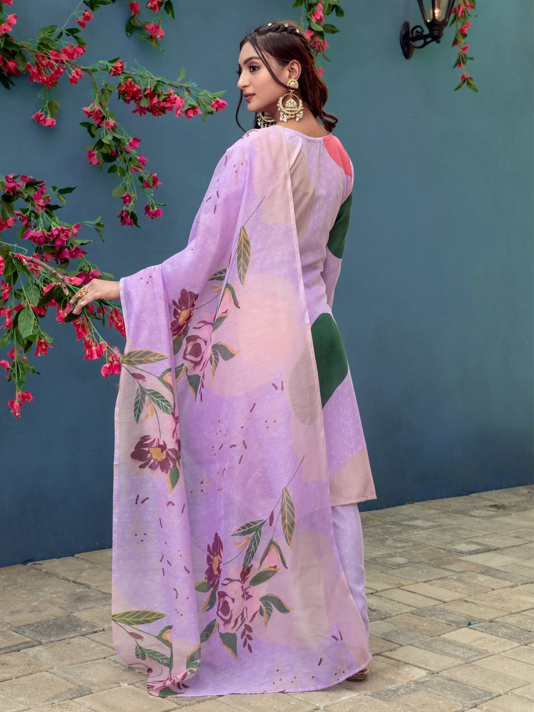 Women's Cotton Blend Printed Kurti Pant Dupatta Set