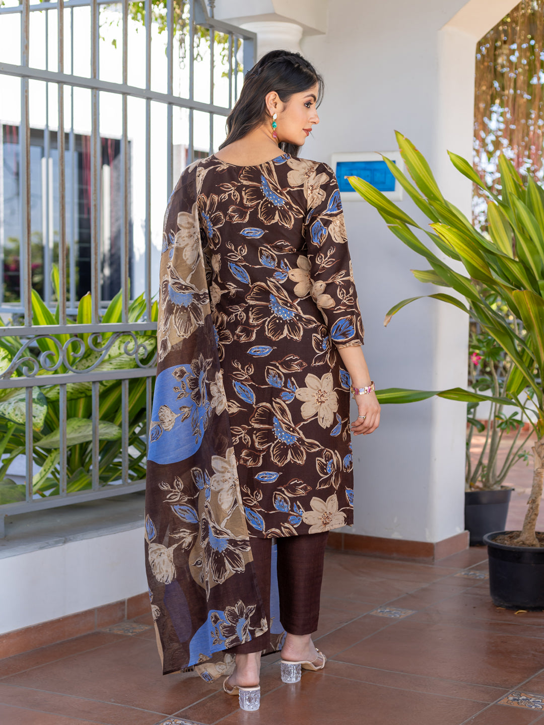 Women's Cotton Blend Printed Kurti Pant Dupatta Set