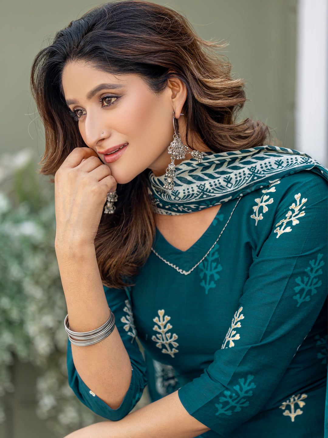 Women's Rayon Printed Kurti Pant Dupatta Set