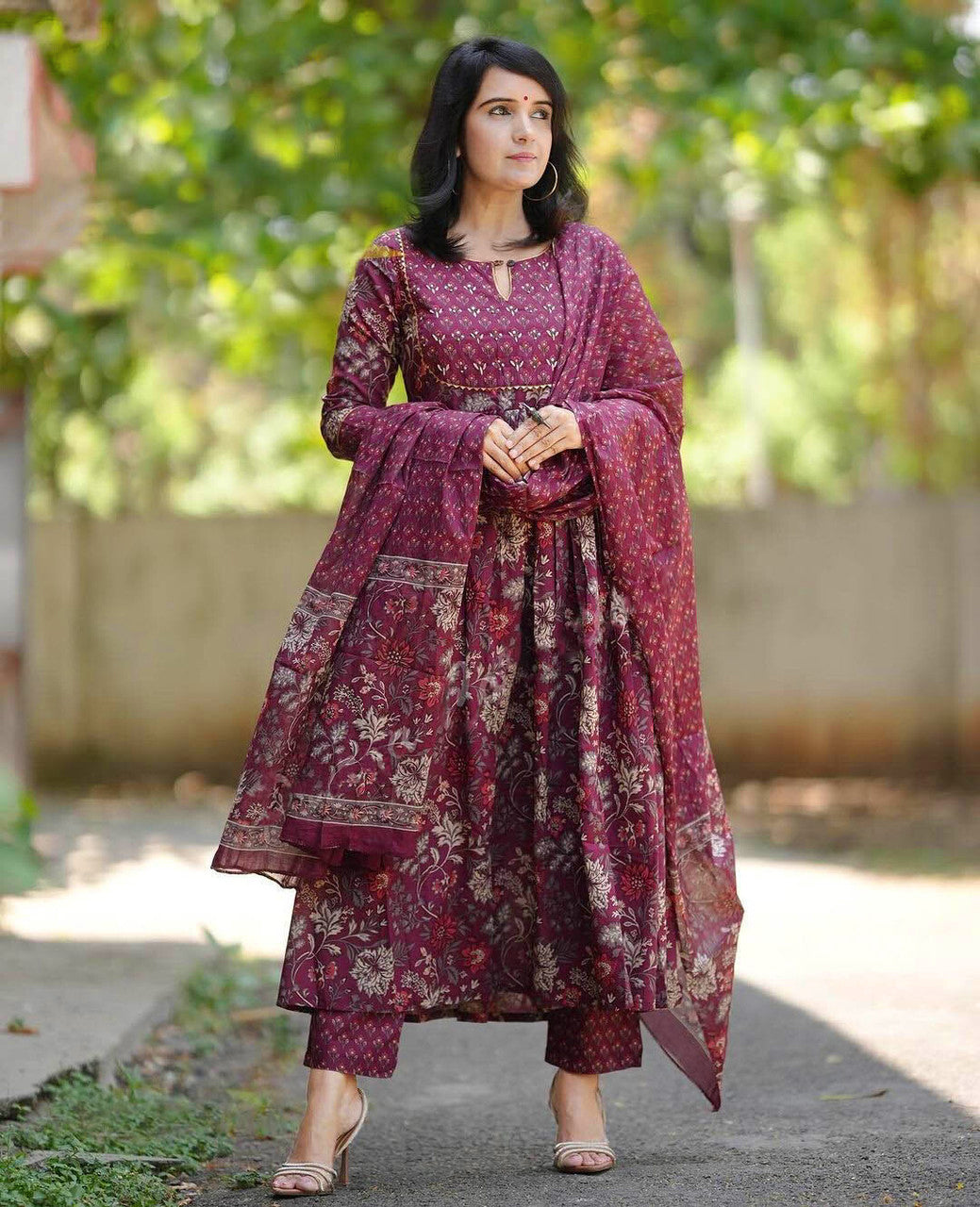 Women's Rayon Printed Kurti Pant Dupatta Set