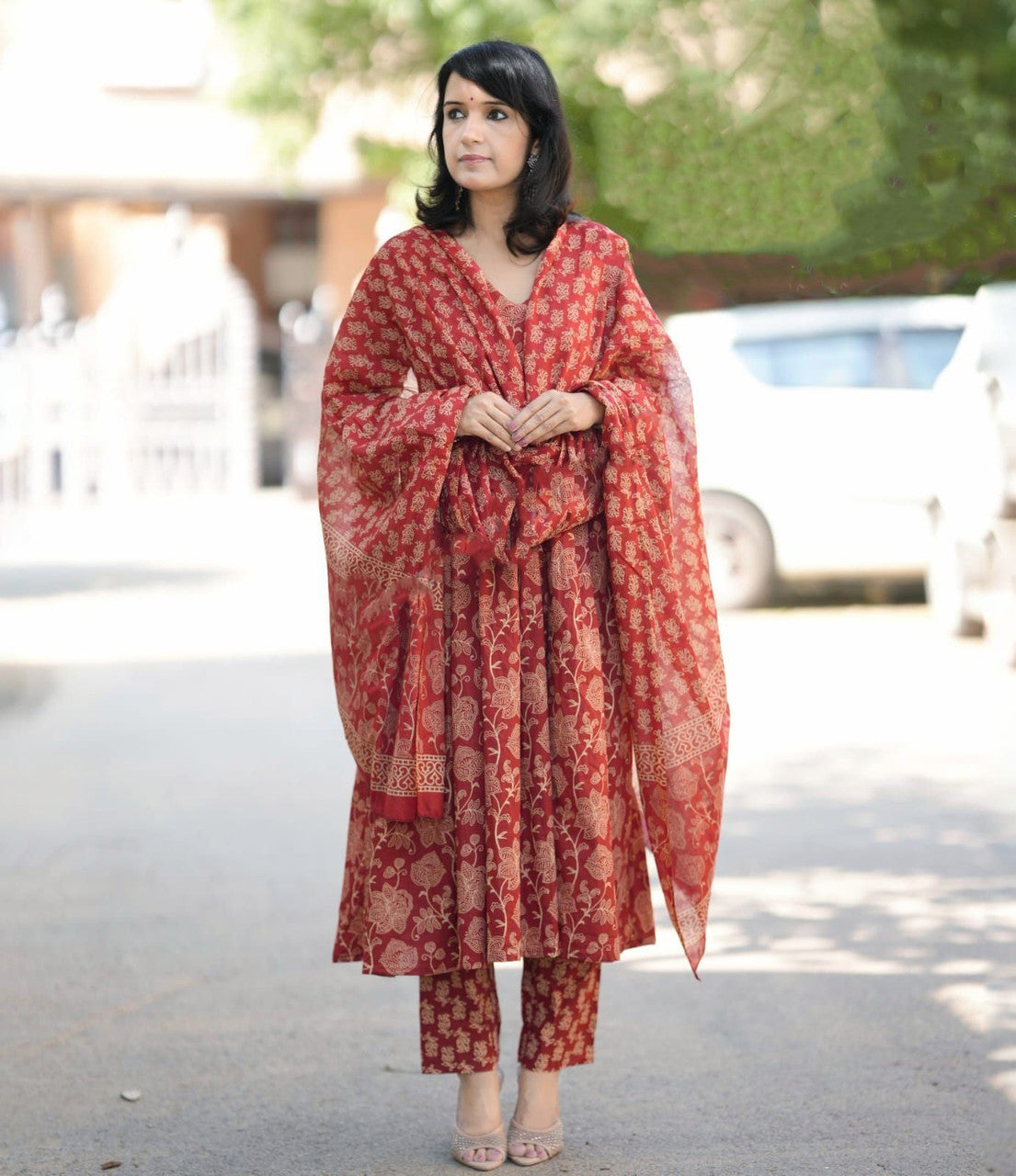 Women's Rayon Printed Kurti Pant Dupatta Set