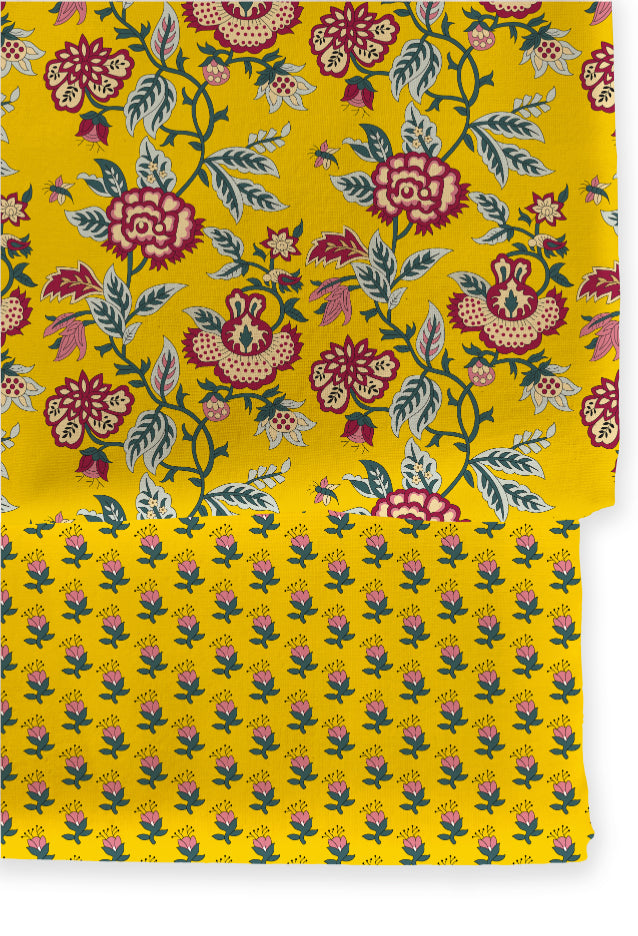 Poly Cotton Top Bottom Digital Printed Set, 2.5 Mtr Top With 2.5 Mtr Bottom, Cotton Fabric