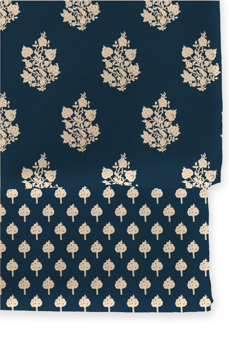 Poly Cotton Top Bottom Digital Printed Set, 2.5 Mtr Top With 2.5 Mtr Bottom, Cotton Fabric