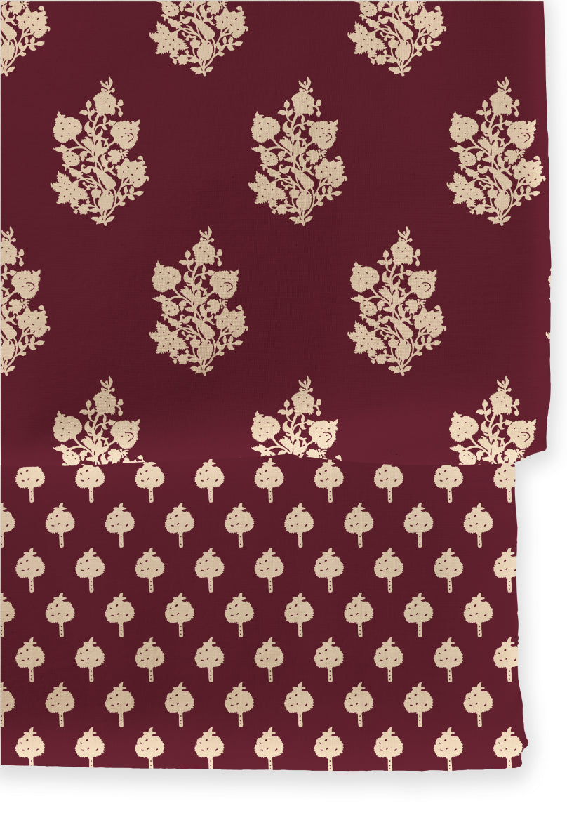 Poly Cotton Top Bottom Digital Printed Set, 2.5 Mtr Top With 2.5 Mtr Bottom, Cotton Fabric