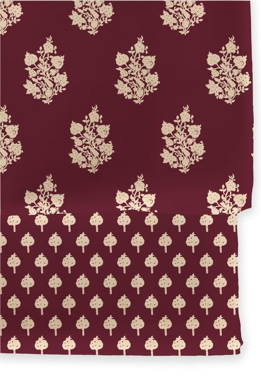 Poly Cotton Top Bottom Digital Printed Set, 2.5 Mtr Top With 2.5 Mtr Bottom, Cotton Fabric