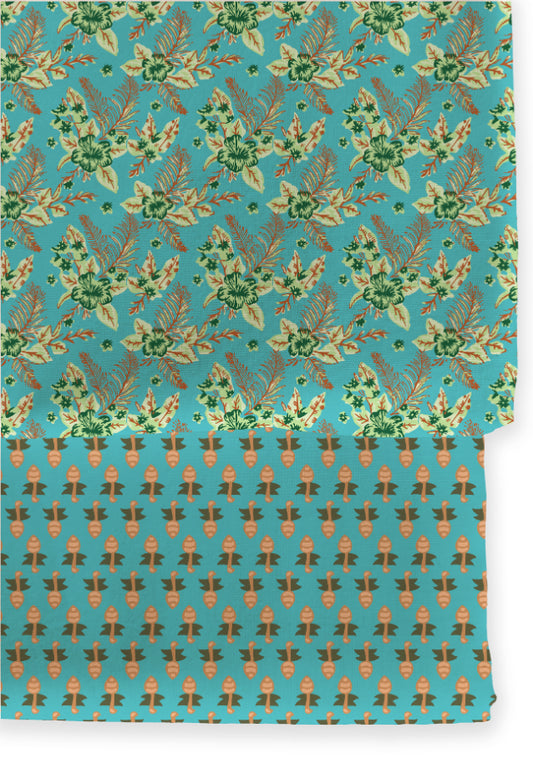 Poly Cotton Top Bottom Digital Printed Set, 2.5 Mtr Top With 2.5 Mtr Bottom, Cotton Fabric