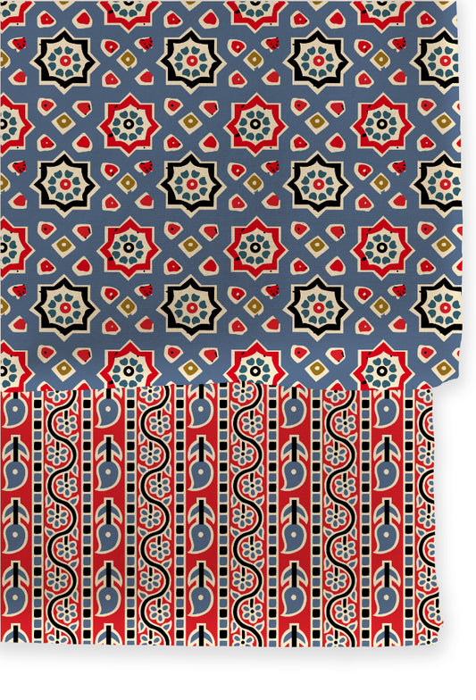 Poly Cotton Top Bottom Digital Printed Set, 2.5 Mtr Top With 2.5 Mtr Bottom, Cotton Fabric