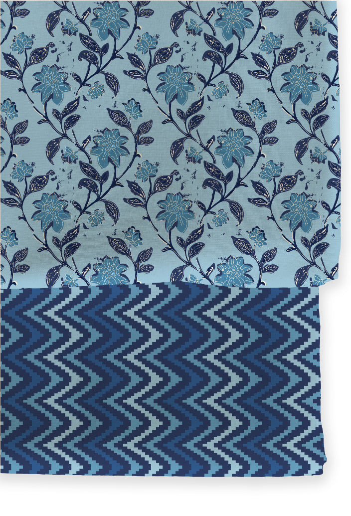 Poly Cotton Top Bottom Digital Printed Set, 2.5 Mtr Top With 2.5 Mtr Bottom, Cotton Fabric