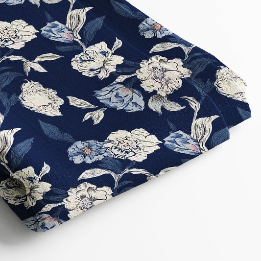 Pure Linen Digital Print Fabric | 5 Meter, 44" Width, Unstitched