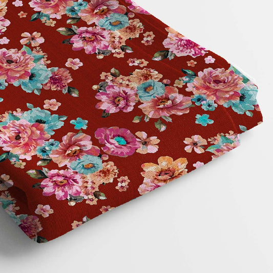 Crepe Digital Print Fabric | 5 Meter, 44" Inches, Unstitched