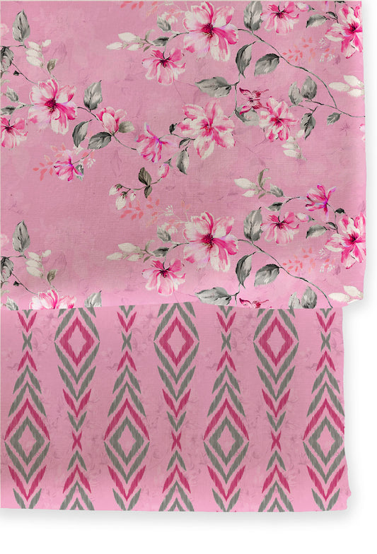 Poly Cotton Top Bottom Digital Printed Set - 2.5 mtr Top With 2.5 mtr Bottom