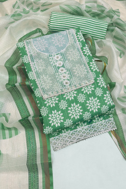 Cotton Embroidered Unstitched Dress Material