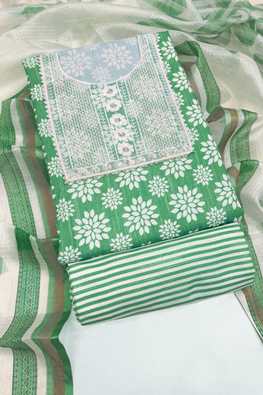 Cotton Embroidered Unstitched Dress Material