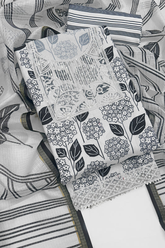 Cotton Embroidered Unstitched Dress Material