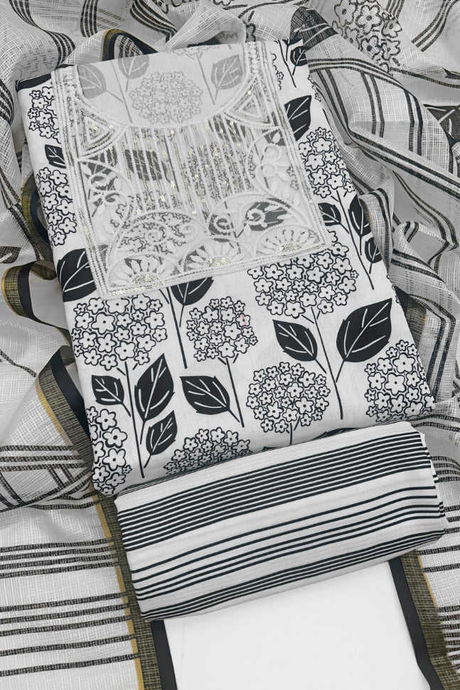 Cotton Embroidered Unstitched Dress Material