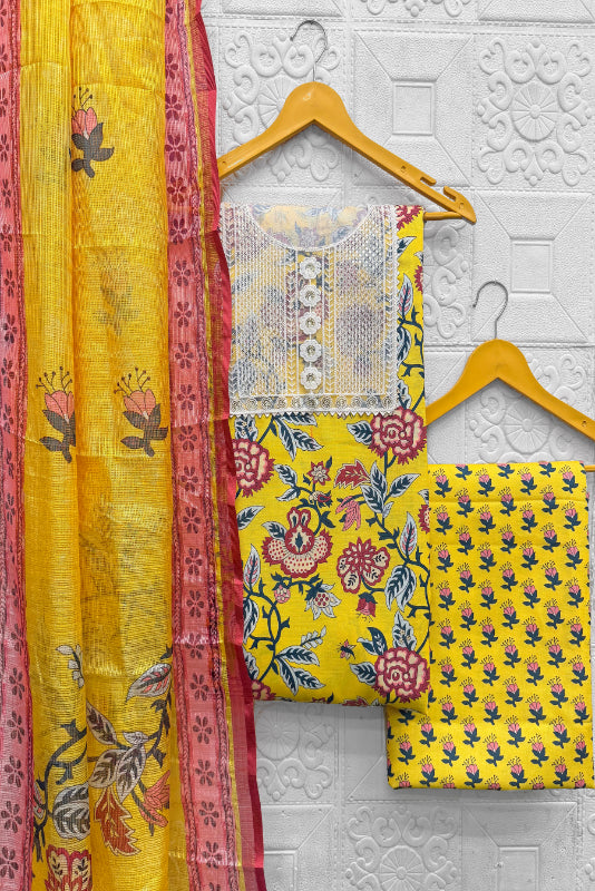 Cotton Embroidered Unstitched Dress Material