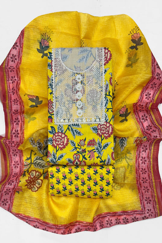 Cotton Embroidered Unstitched Dress Material