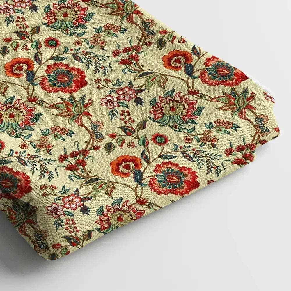 Muslin Digital Printed Fabric | Poly Blend, 44 Width, Unstitched, Soft, Lightweight - Arihant Creations