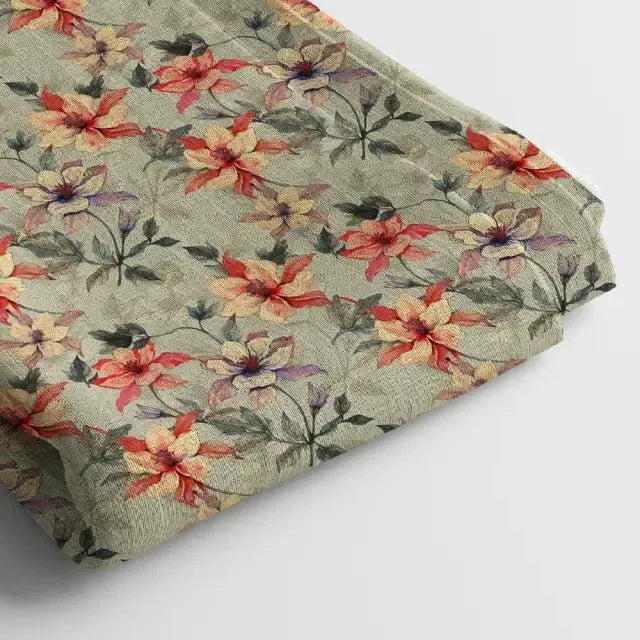 Muslin Digital Printed Fabric | Poly Blend, 44 Width, Unstitched, Soft, Lightweight - Arihant Creations