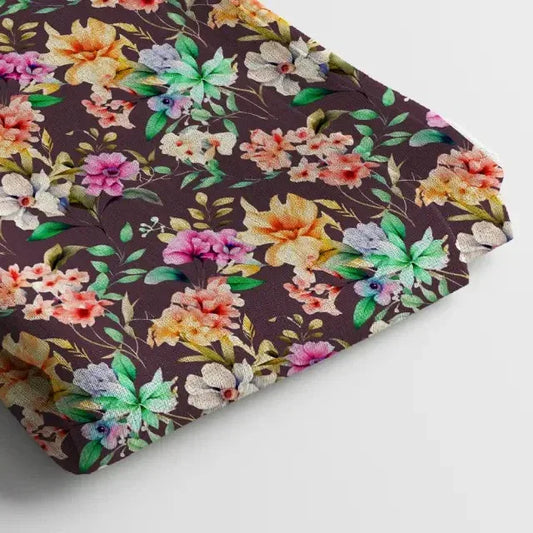 Muslin Digital Printed Fabric | Poly Blend, 44 Width, Unstitched, Soft, Lightweight - Arihant Creations